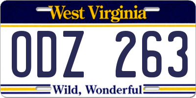 WV license plate ODZ263