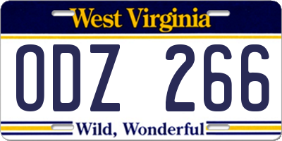 WV license plate ODZ266