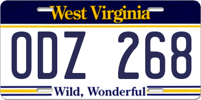 WV license plate ODZ268