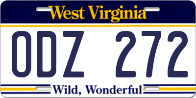 WV license plate ODZ272