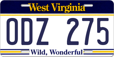 WV license plate ODZ275