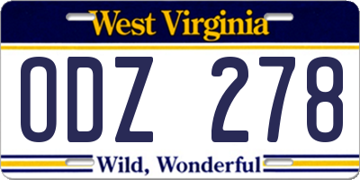 WV license plate ODZ278