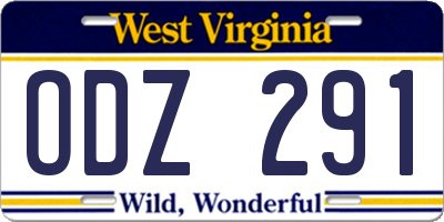 WV license plate ODZ291