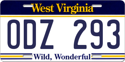 WV license plate ODZ293