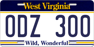 WV license plate ODZ300