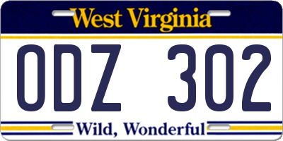 WV license plate ODZ302