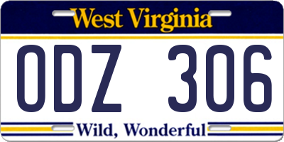 WV license plate ODZ306