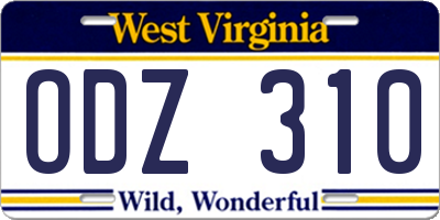 WV license plate ODZ310