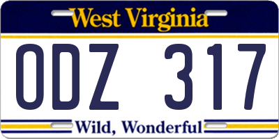 WV license plate ODZ317