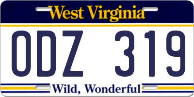 WV license plate ODZ319
