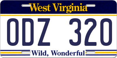 WV license plate ODZ320