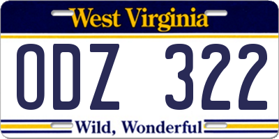 WV license plate ODZ322