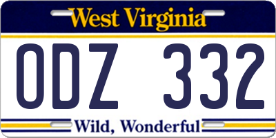 WV license plate ODZ332