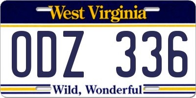 WV license plate ODZ336
