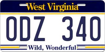 WV license plate ODZ340