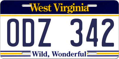 WV license plate ODZ342