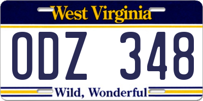 WV license plate ODZ348