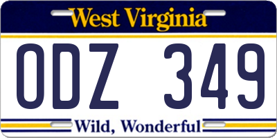 WV license plate ODZ349
