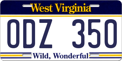 WV license plate ODZ350