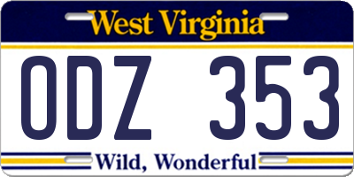 WV license plate ODZ353