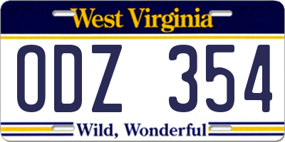 WV license plate ODZ354