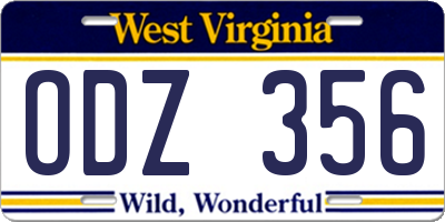 WV license plate ODZ356