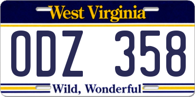WV license plate ODZ358