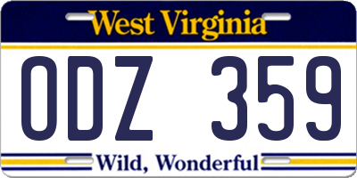 WV license plate ODZ359
