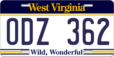 WV license plate ODZ362