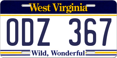 WV license plate ODZ367
