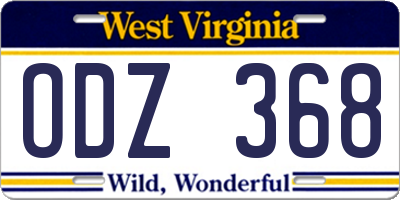 WV license plate ODZ368