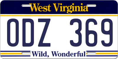 WV license plate ODZ369