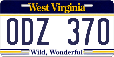 WV license plate ODZ370