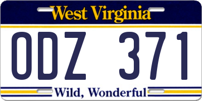 WV license plate ODZ371