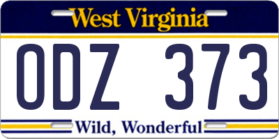 WV license plate ODZ373