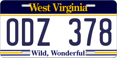 WV license plate ODZ378