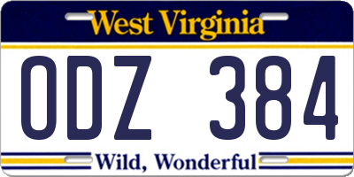 WV license plate ODZ384