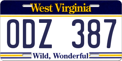 WV license plate ODZ387