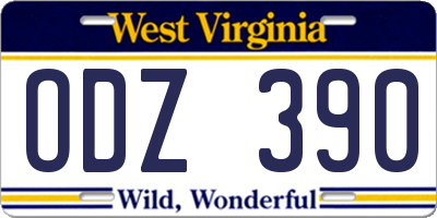 WV license plate ODZ390