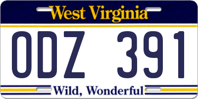 WV license plate ODZ391
