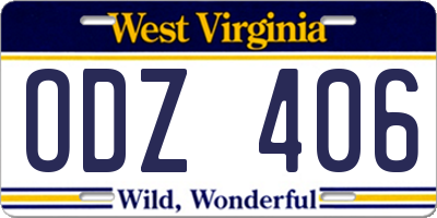 WV license plate ODZ406