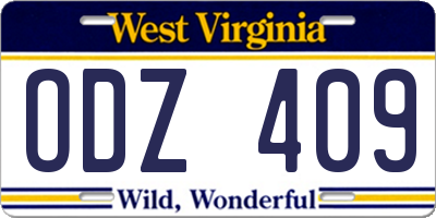 WV license plate ODZ409