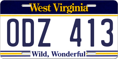 WV license plate ODZ413