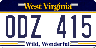 WV license plate ODZ415