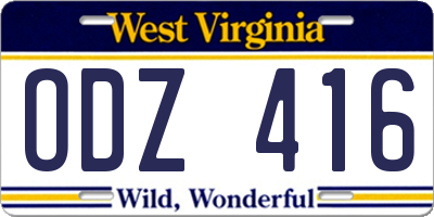 WV license plate ODZ416