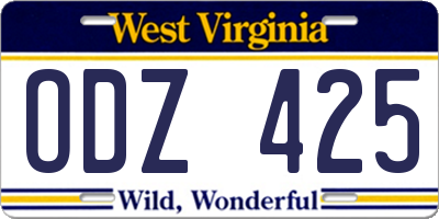 WV license plate ODZ425