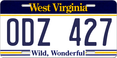WV license plate ODZ427