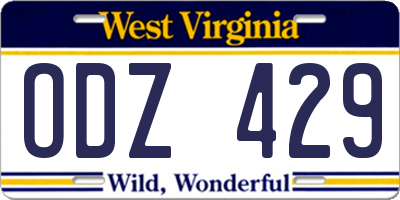 WV license plate ODZ429