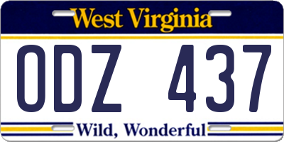 WV license plate ODZ437