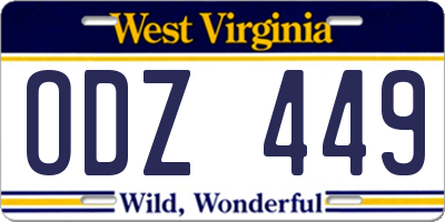 WV license plate ODZ449